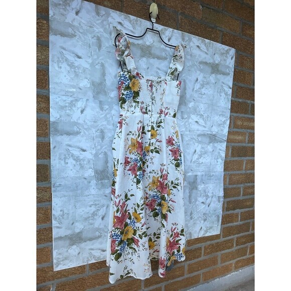 Reformation Spaulding Linen Midi Dress in bouquets printed size 6 - Picture 9 of 12